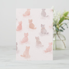 Soft Watercolor Cat Pattern Invitation Einladung