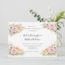 Soft Watercolor Floral Wedding Celebration Einladung