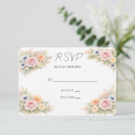 Soft Watercolor Floral Wedding RSVP Karte