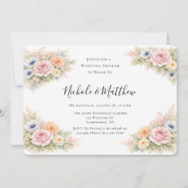Soft Watercolor Floral Wedding Shower Einladung