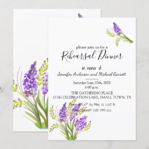 Soft Watercolor Lavender und Green Florals Einladung