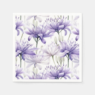 Soft Watercolor Lila Blütenfarbe Gemustert Serviette