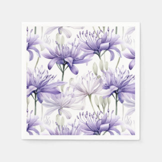Soft Watercolor Lila Blütenfarbe Gemustert Serviette
