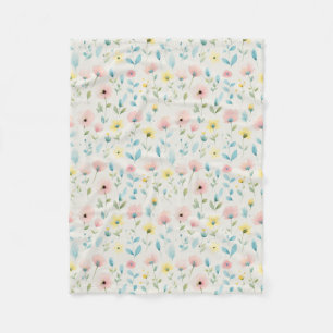 soft watercolor meadow blossoms fleecedecke