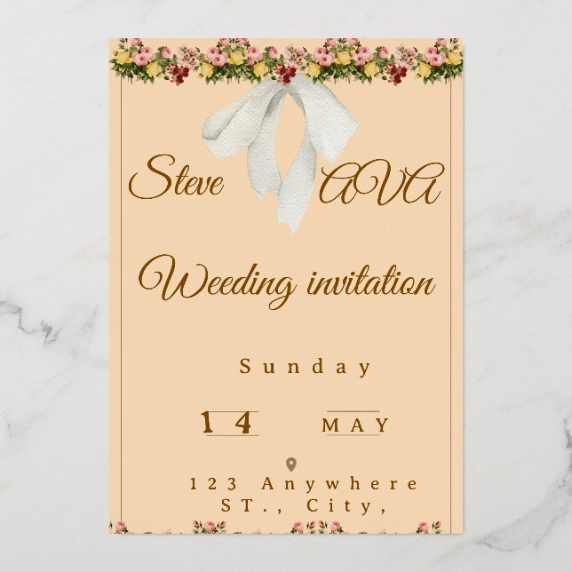 Soft Watercolor Wedding Invitation Folieneinladung (Vorderseite)