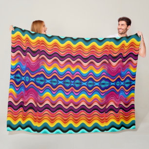 Soft Waves Boho Festive Colors Fleecedecke