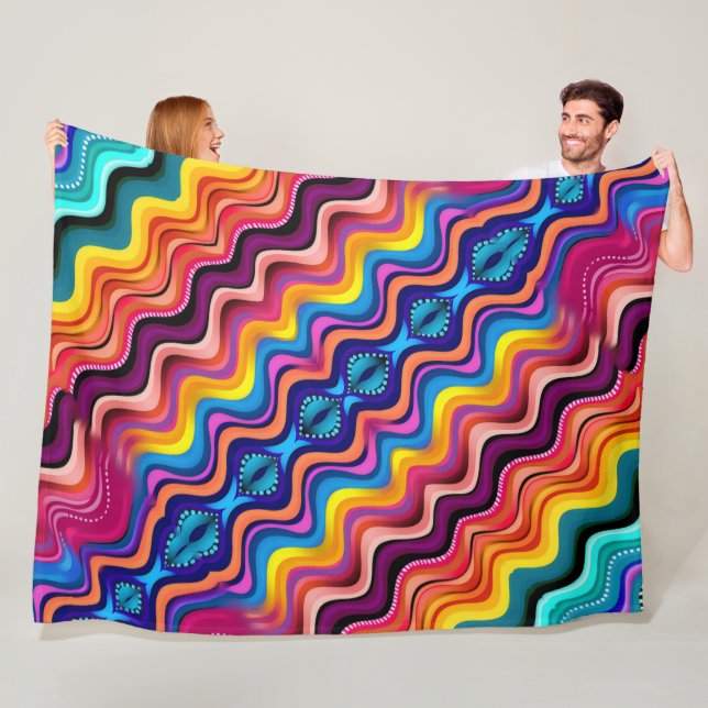 Soft Waves Boho Festive Colors Fleecedecke (Beispiel)