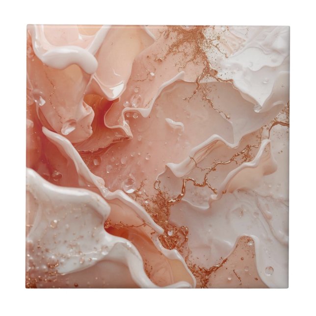 Soft Waves & Golden Lines Fliese (Vorderseite)