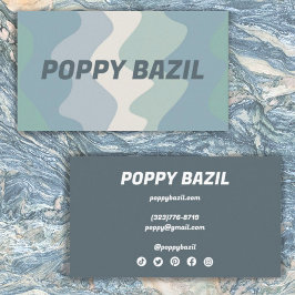 Soft Wavy Stripes Minimalistisch, fett blau grün Visitenkarte