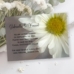 Soft White Daisy auf der grauen Hochzeit Speichern Einladung