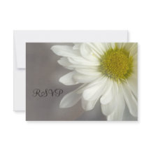 Soft White Daisy on Grey Wedding RSVP