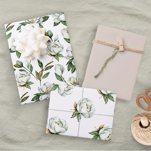 Soft White Magnolia Floral Bridal Wedding Geschenkpapier Set (Von Creator hochgeladen)