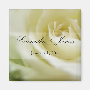 Soft White Rose Personal Wedding Magnet
