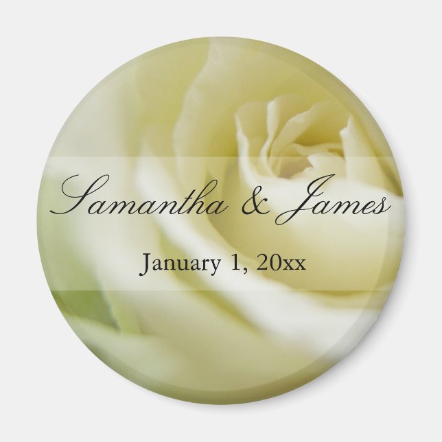 Soft White Rose Personal Wedding Magnet (Vorne)