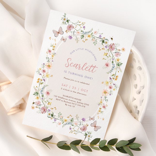 Soft Wildflower Butterfly Girl Birthday Party Einladung (Von Creator hochgeladen)