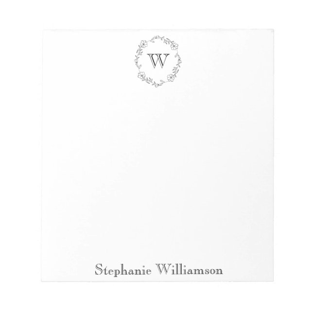 Soft Wildflower Monogram – Personalized Stationery Notizblock (Vorderseite)