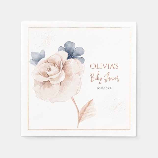 Soft Wildflowers Modern Baby Shower Invitation Serviette (Vorderseite)