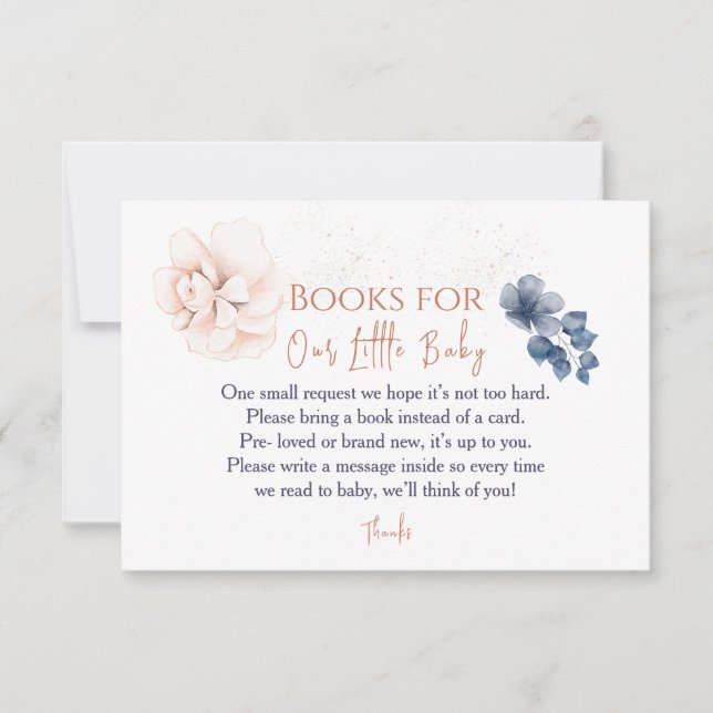 Soft Wildflowers Modern Books For Baby RSVP Karte (Vorderseite)