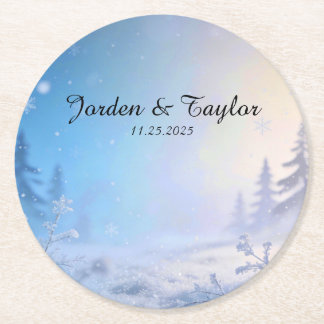 Soft Winter Daydream Hochzeitsuntersetzer Runder Pappuntersetzer