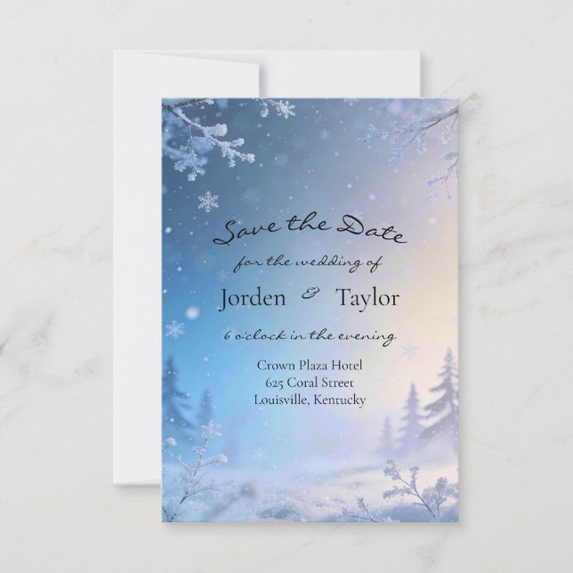 Soft Winter Daydream Save the Date Cards (Vorderseite)