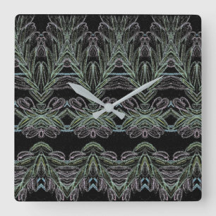 Soft Wirbel Black Quadratische Wanduhr