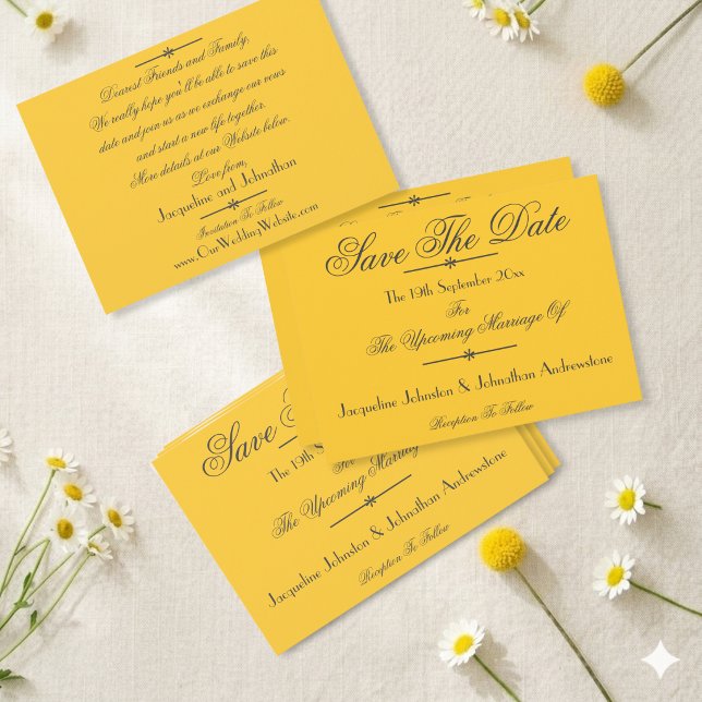 Soft Yellow Classic Script Name Chic Save the Date Ankündigung (Just lovely! A timeless elegant classic.)