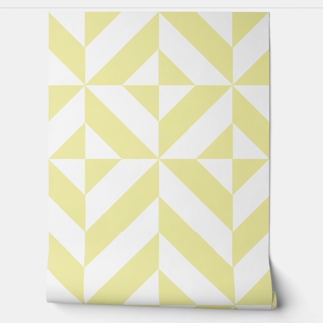 Soft Yellow Geometric Art Deco Tapete (Abrollen)
