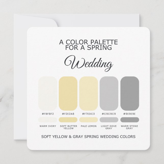 Soft Yellow Gray Spring Wedding Color Palette Card Einladung (Vorderseite)