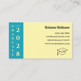 Soft Yellow Photo Modern Graduation Name Card Telefonnummerkarte