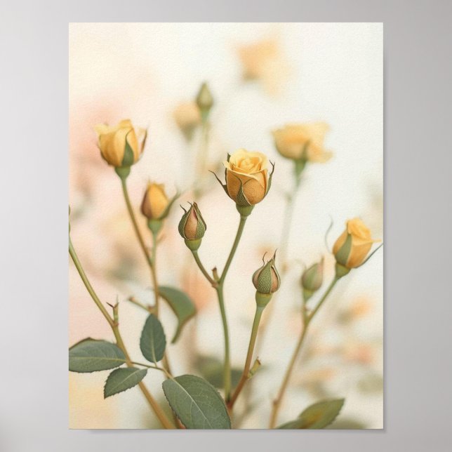  Soft Yellow Rose Buds Floral Design Poster (Vorne)