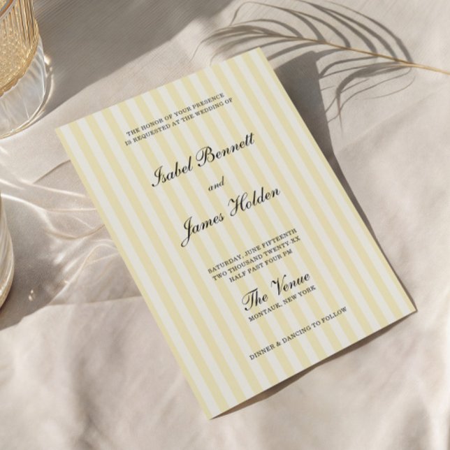 Soft Yellow Streifen Hochzeit  Einladung (Von Creator hochgeladen)