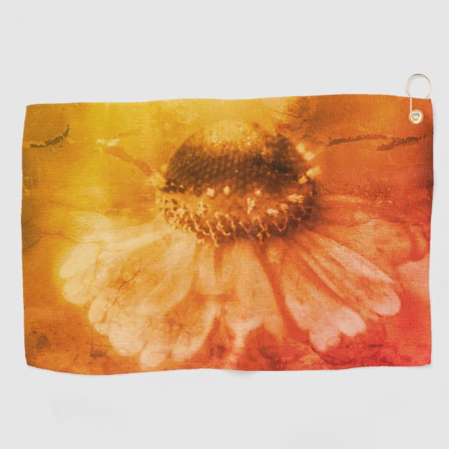 Soft Zinnia Daisy Blume in Sepia Vintag Golfhandtuch (Horizontal)