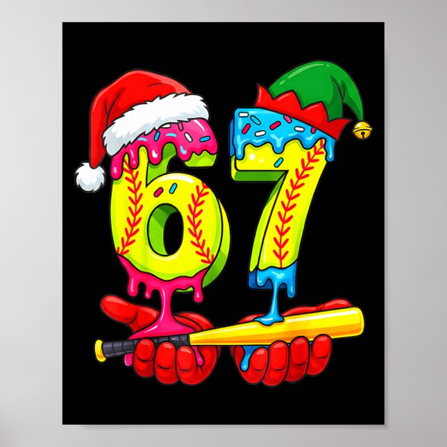 Softball 67 Ice Cream Drip Six Seven Boys Funny Ch Poster (Vorne)