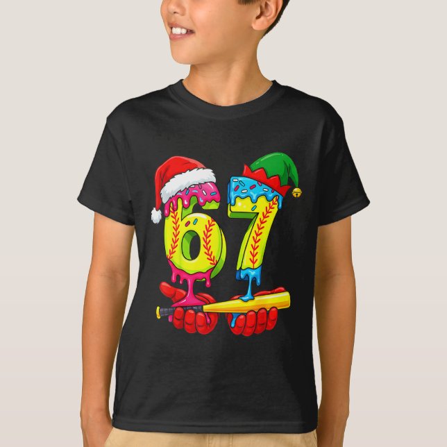 Softball 67 Ice Cream Drip Six Seven Boys Funny Ch T-Shirt (Vorderseite)