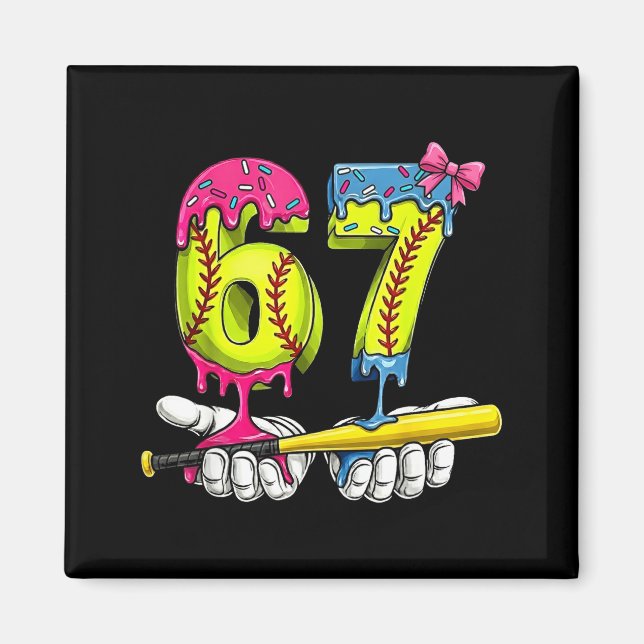 Softball 67 Ice Cream Drip Six Seven Boys Funny Me Magnet (Vorne)