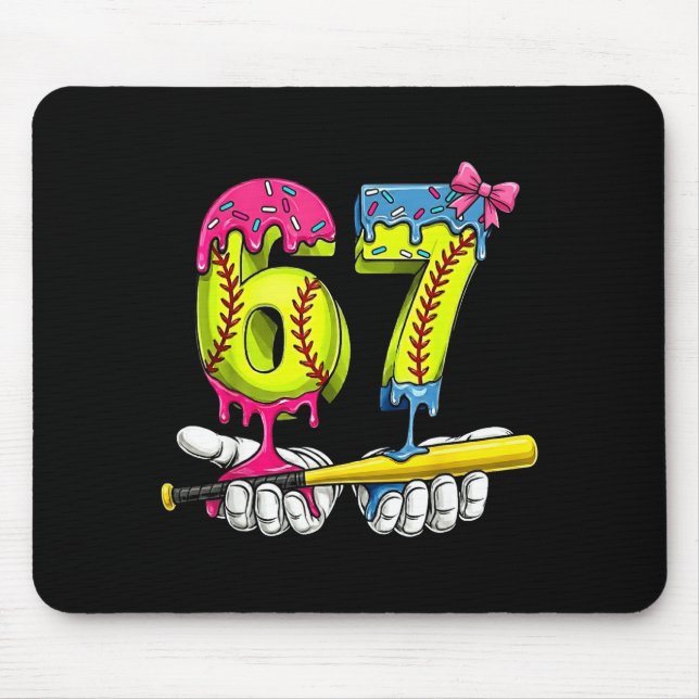 Softball 67 Ice Cream Drip Six Seven Boys Funny Me Mousepad (Vorne)