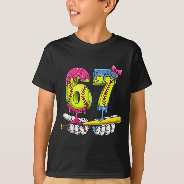 Softball 67 Ice Cream Drip Six Seven Boys Funny Me T-Shirt (Vorderseite)