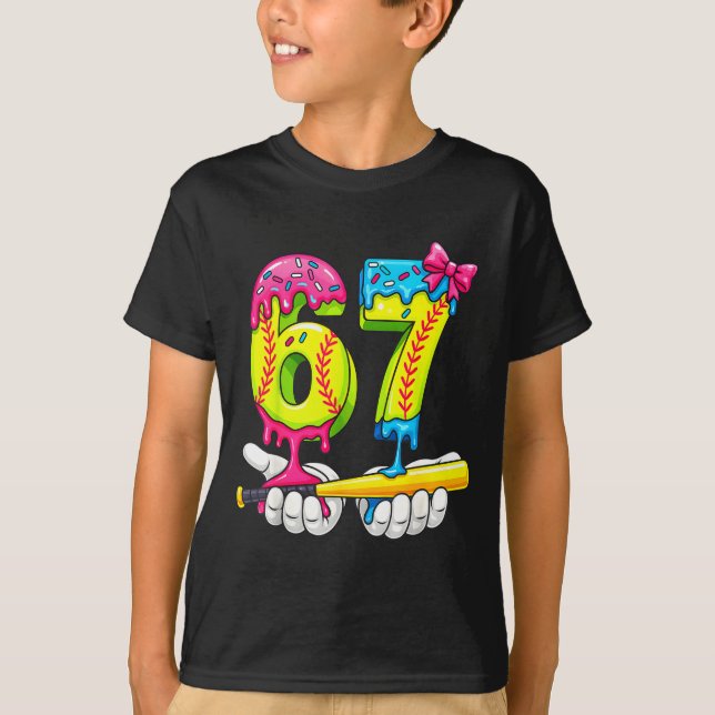 Softball 67 Ice Cream Drip Six Seven Boys Funny Me T-Shirt (Vorderseite)