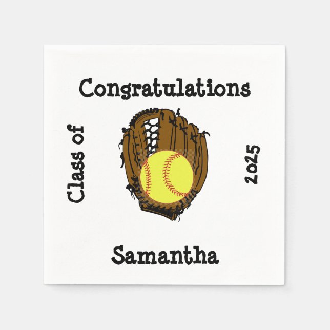 Softball-Abschluss-Klasse Glückwunsch Serviette (Vorderseite)