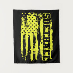 Softball American Flag Softball Player Wandteppich
