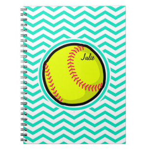 Softball; Aqua Green Zickzack Notizblock