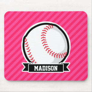Softball auf rosa Streifen Mousepad