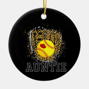Softball Auntie Leopard Game Day Aunt Mother Keramik Ornament