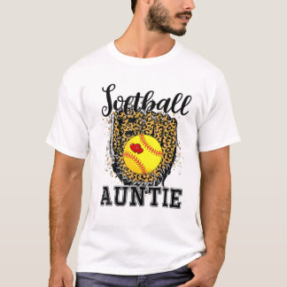 Softball Auntie Leopard Game Day Aunt Mother Softb T-Shirt