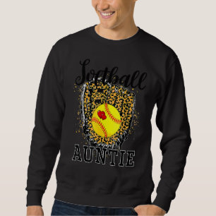 Softball Auntie Leopard Game Day Tante Mutter Soft Sweatshirt