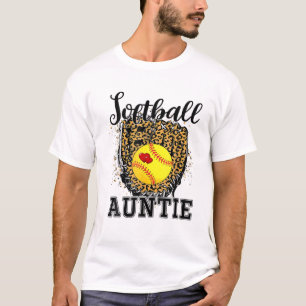 Softball Auntie Leopard Game Day Tante Mutter Soft T-Shirt
