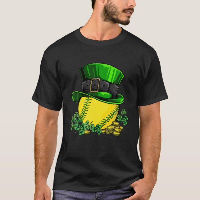 Softball Ball Kleeblatt St Patricks Day Boys Men S T-Shirt (Vorderseite)