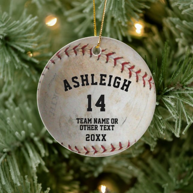 Softball Ball Player Foto Personalisiert Keramik Ornament (Baum)