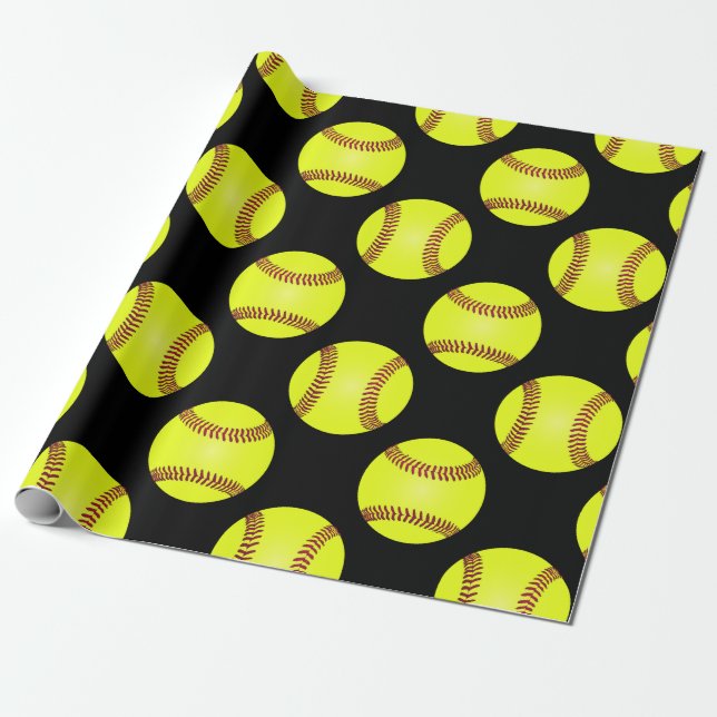 Softball Ball Player-Muster Geschenkpapier (Ungerollt)