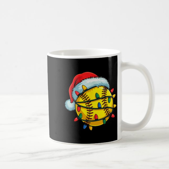 Softball Ball Santa Hat Christmas Softball Xmas Li Kaffeetasse (Rechts)